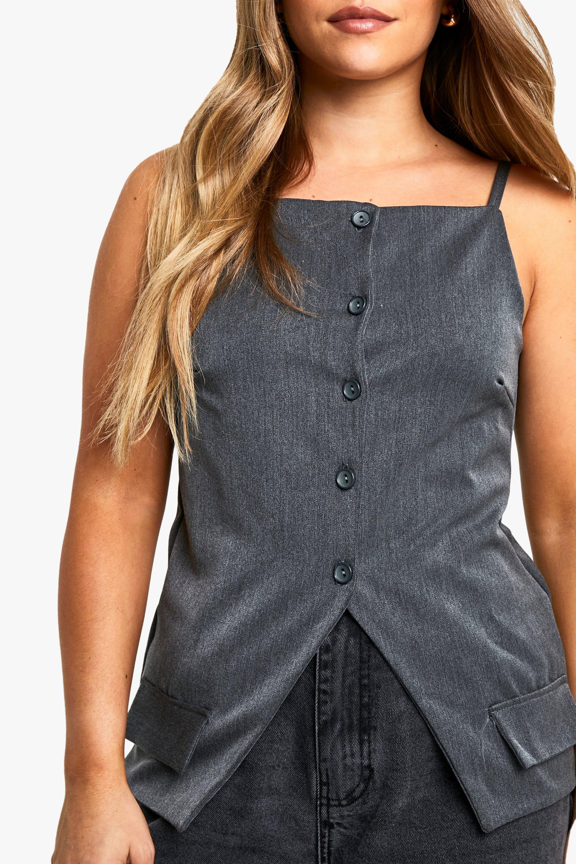 Petite High Square Neck Waistcoat boohoo NZ